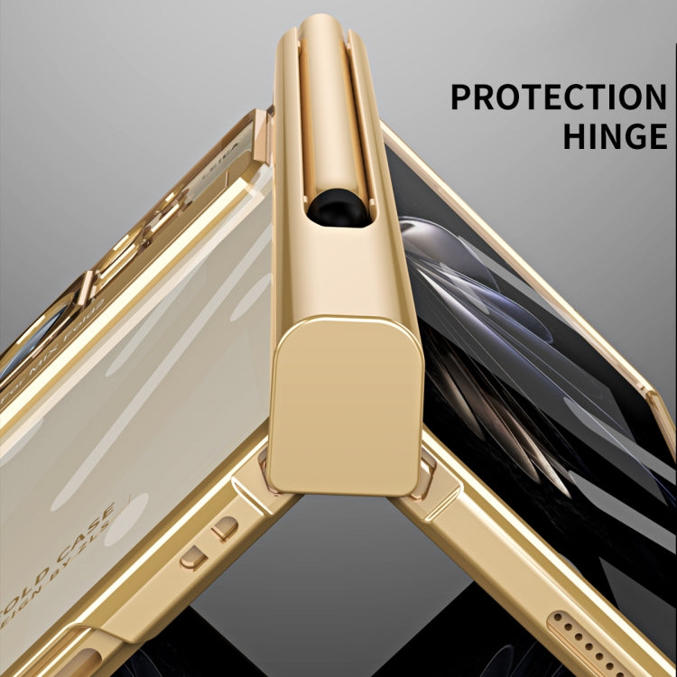 For Xiaomi Mix Fold 2 Electroplated Hinge Transparent Phone Case with Pen Slot(Champagne Gold) - Xiaomi Cases by PMC TechLife | Online Shopping South Africa | PMC TechLife