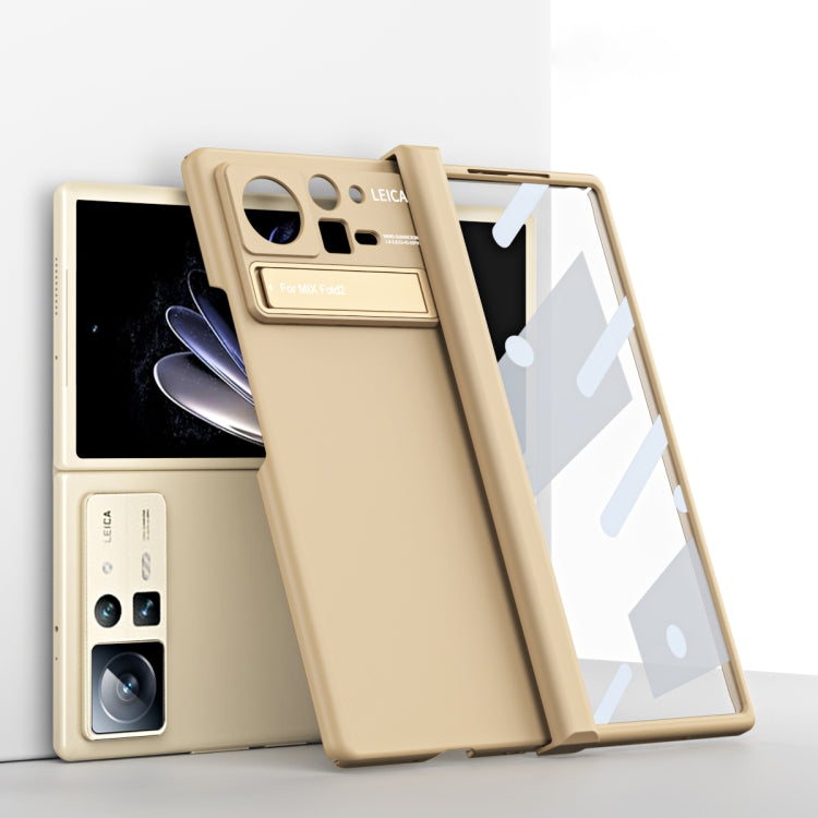 For Xiaomi Mix Fold 2 Macaron Hinge All-inclusive Folding Phone Case with Stand(Gold) - Xiaomi Cases by PMC TechLife | Online Shopping South Africa | PMC TechLife