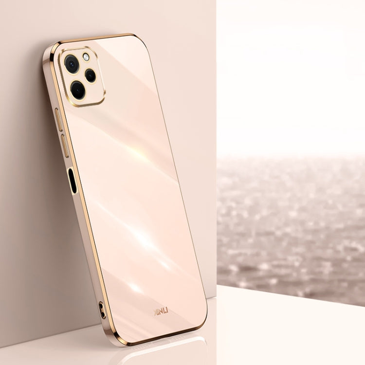 For Huawei nova Y61 XINLI Straight Edge 6D Electroplate TPU Phone Case(Pink) - Huawei Cases by XINLI | Online Shopping South Africa | PMC TechLife | Buy Now Pay Later Mobicred