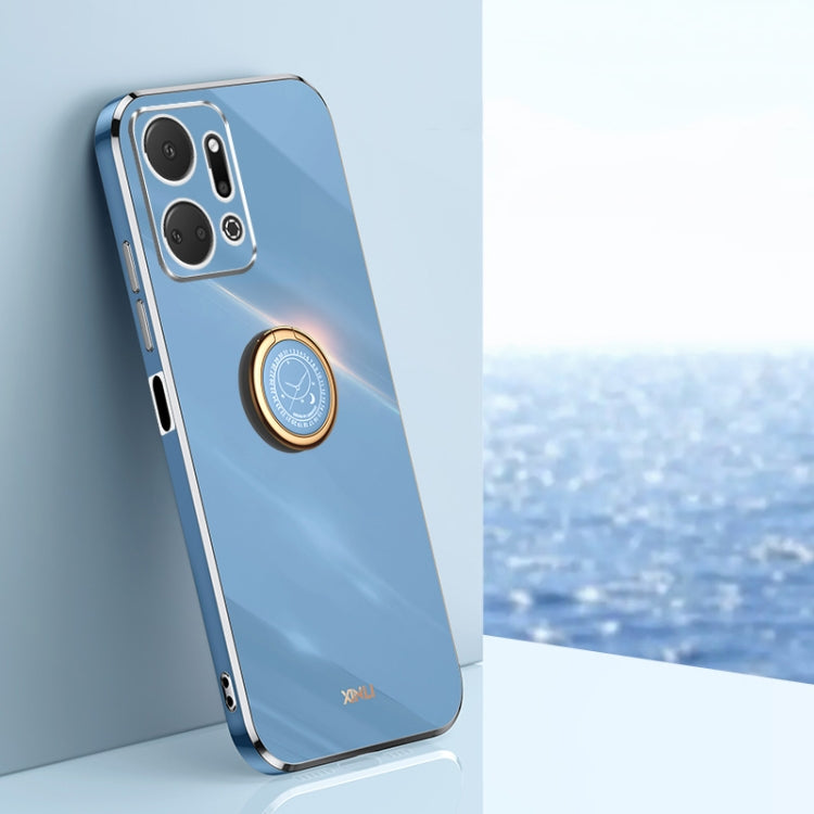 For Honor X7a 2023 XINLI Straight Edge 6D Electroplate TPU Phone Case with Ring Holder(Celestial Blue) - free shipping - PMC TechLife - Order now!