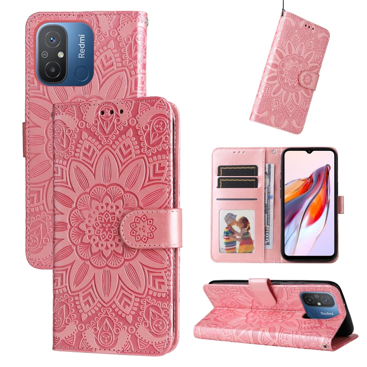 For Xiaomi Redmi 11A 4G/12C Embossed Sunflower Leather Phone Case(Rose Gold) - free shipping - PMC TechLife - Order now!