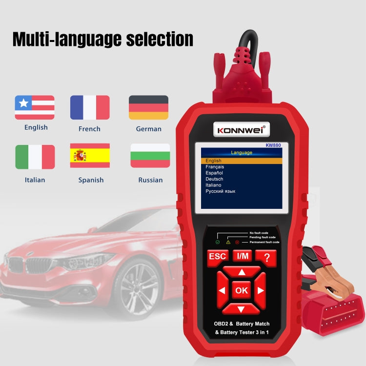 KONNWEI KW880 3 in 1 Car OBD2 Fault Diagnosis + Battery Tester + Battery Match Reset - Code Readers & Scan Tools by KONNWEI | Online Shopping South Africa | PMC Jewellery | Buy Now Pay Later Mobicred