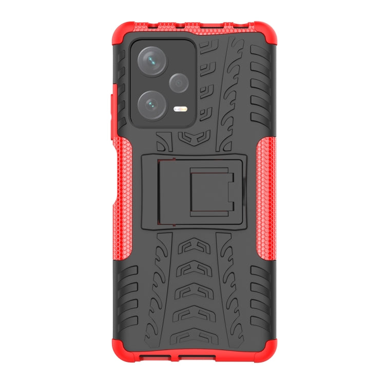 For Xiaomi Redmi Note 12 Pro+ 5G Tire Texture TPU + PC Phone Case with Holder(Red) - free shipping - PMC TechLife - Order now!
