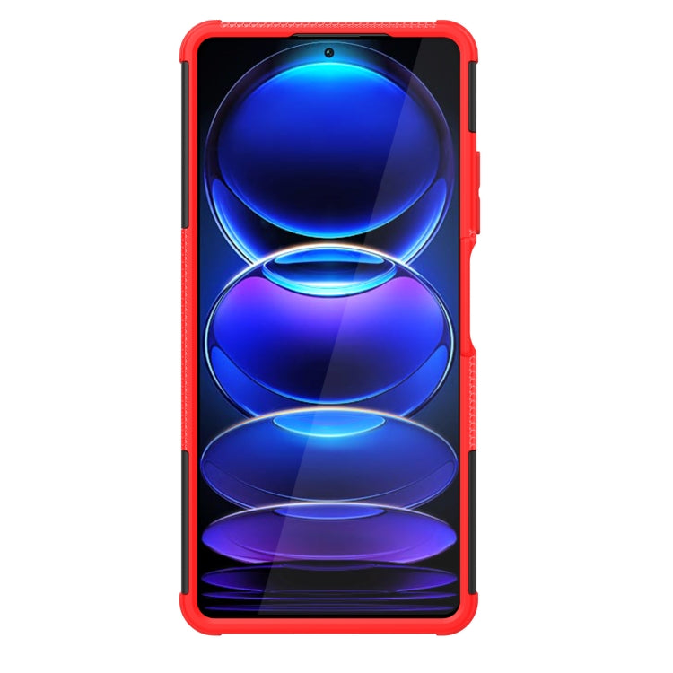 For Xiaomi Redmi Note 12 Pro+ 5G Tire Texture TPU + PC Phone Case with Holder(Red) - free shipping - PMC TechLife - Order now!