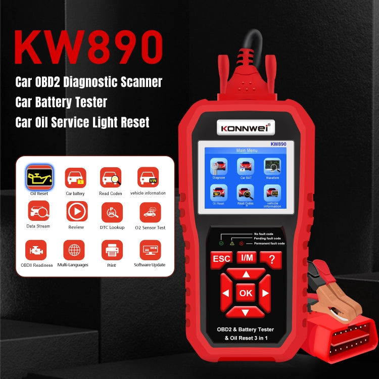KONNWEI KW890 2 in 1 Car OBD2 Fault Detector + Maintenance Light Reseter - free shipping - PMC TechLife - Order now!