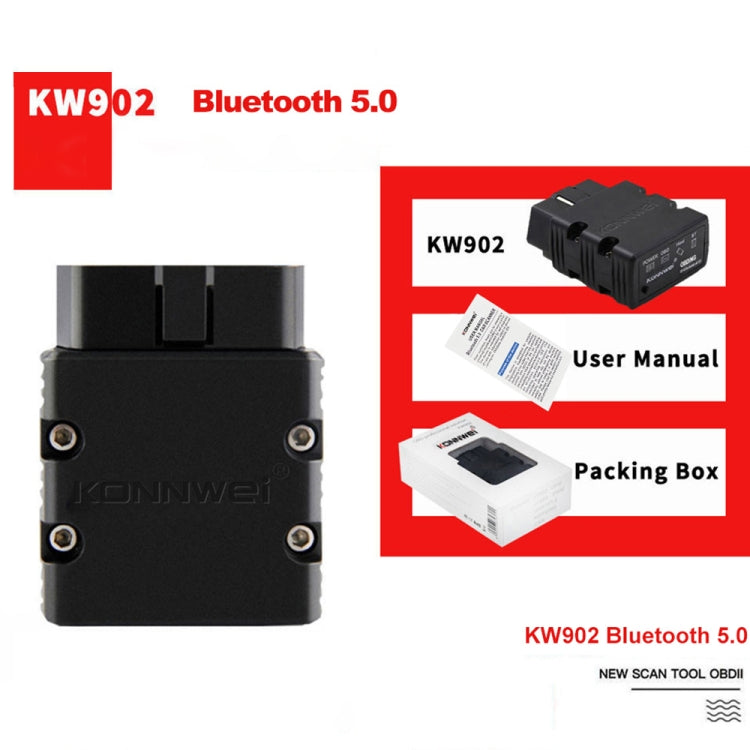 KONNWEI KW902 Bluetooth 5.0 OBD2 Car Fault Diagnostic Scan Tools Support IOS / Android(Red) - Code Readers & Scan Tools by KONNWEI | Online Shopping South Africa | PMC TechLife | Buy Now Pay Later Mobicred