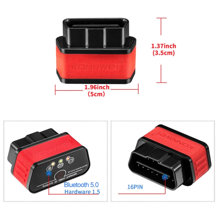 KONNWEI KW903 Bluetooth 5.0 OBD2 Car Fault Diagnostic Scan Tools Support IOS / Android(Black) - free shipping - PMC TechLife - Order now!