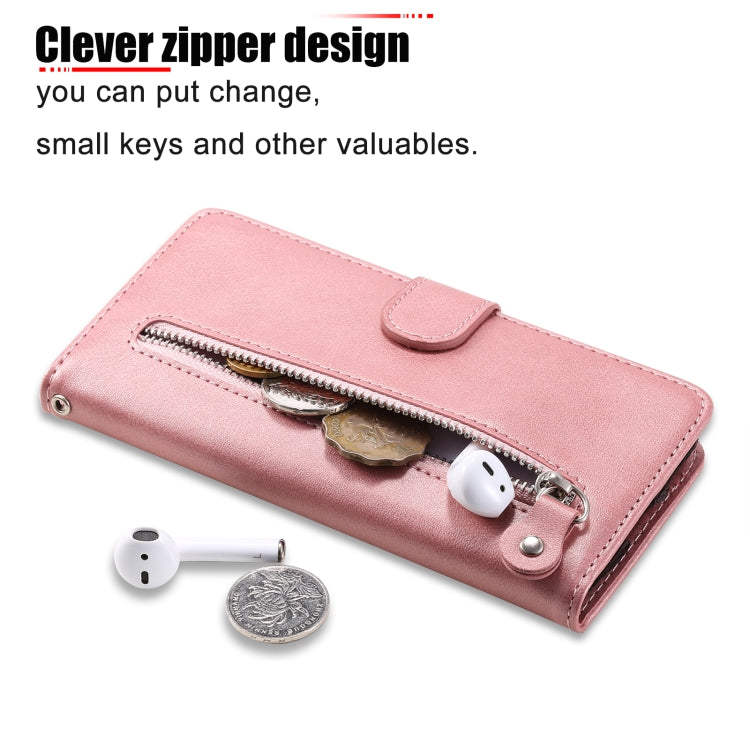 For Xiaomi Redmi 11A 4G/12C Calf Texture Zipper Leather Phone Case(Rose Gold) - free shipping - PMC TechLife - Order now!