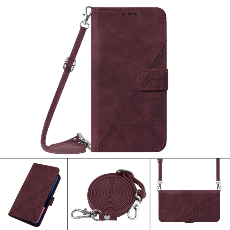 For Samsung Galaxy A04e Crossbody 3D Embossed Flip Leather Phone Case(Wine Red) - free shipping - PMC TechLife - Order now!