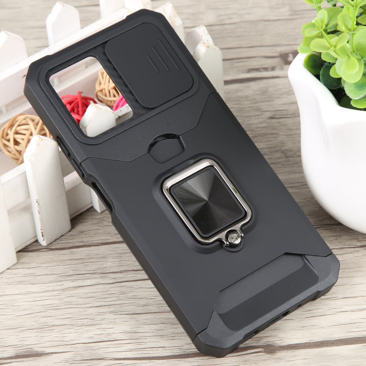 For Xiaomi Redmi Note 12 5G / Poco X5 Camera Shield Card Slot Phone Case with Ring Holder(Black) - free shipping - PMC TechLife - Order now!