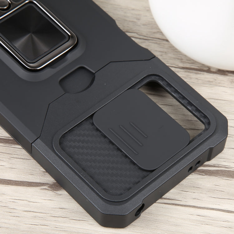 For Xiaomi Redmi Note 12 5G / Poco X5 Camera Shield Card Slot Phone Case with Ring Holder(Black) - free shipping - PMC TechLife - Order now!