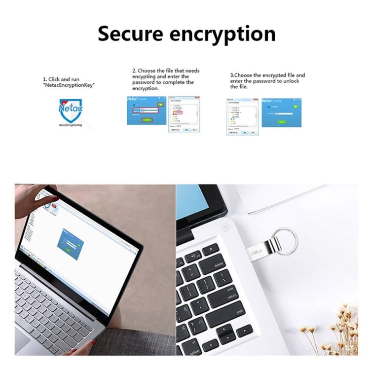 Netac U275 64GB USB 2.0 Secure Encryption Aluminum Alloy U Disk - free shipping - PMC TechLife - Order now!