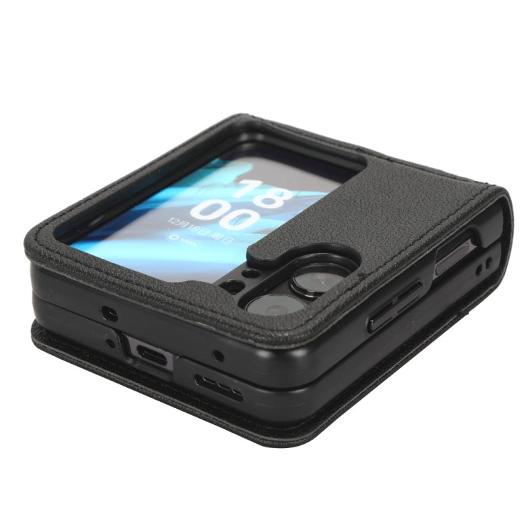 For OPPO Find N2 Flip Lambskin Leather Phone Case(Black) - OPPO Cases by PMC TechLife | Online Shopping South Africa | PMC TechLife | Buy Now Pay Later Mobicred