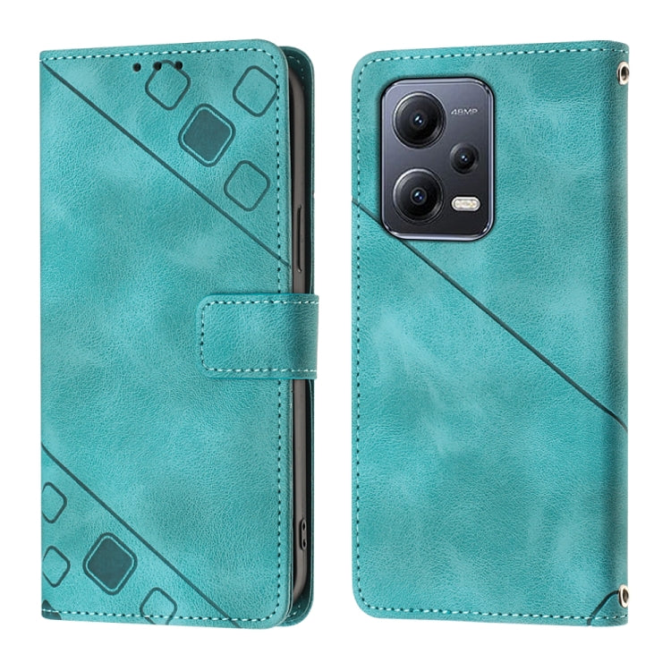 For Xiaomi Poco X5 5G Skin-feel Embossed Leather Phone Case(Green) - free shipping - PMC TechLife - Order now!