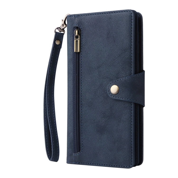 For Xiaomi Redmi Note 12 5G Global / Poco X5 Rivet Buckle 9 Cards Three Fold Leather Phone Case(Blue) - free shipping - PMC TechLife - Order now!