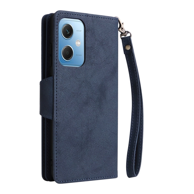 For Xiaomi Redmi Note 12 5G Global / Poco X5 Rivet Buckle 9 Cards Three Fold Leather Phone Case(Blue) - free shipping - PMC TechLife - Order now!