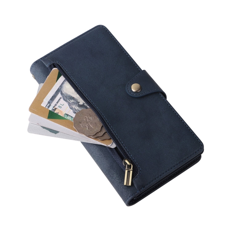 For Xiaomi Redmi Note 12 5G Global / Poco X5 Rivet Buckle 9 Cards Three Fold Leather Phone Case(Blue) - free shipping - PMC TechLife - Order now!
