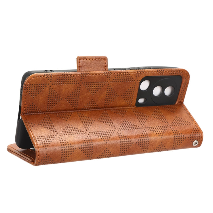 For Xiaomi 13 Lite / Civi 2 / 12 Lite NE Symmetrical Triangle Leather Phone Case(Brown) - free shipping - PMC TechLife - Order now!