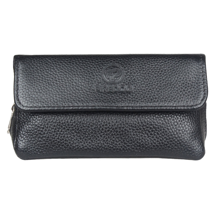 FIREDOG CL07 Portable Handcrafted Cowhide Double Pipe Bag(Black) - Cigarette Box & Ashtrays by FIREDOG | Online Shopping South Africa | PMC TechLife | Buy Now Pay Later Mobicred