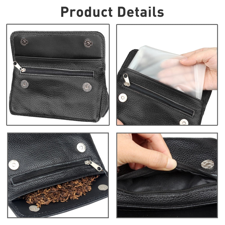 FIREDOG CL07 Portable Handcrafted Cowhide Double Pipe Bag(Black) - Cigarette Box & Ashtrays by FIREDOG | Online Shopping South Africa | PMC TechLife | Buy Now Pay Later Mobicred