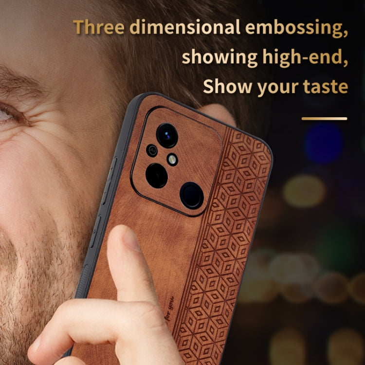 For Xiaomi Poco C55 / Redmi 12C / 11A AZNS 3D Embossed Skin Feel Phone Case(Brown) - free shipping - PMC TechLife - Order now!
