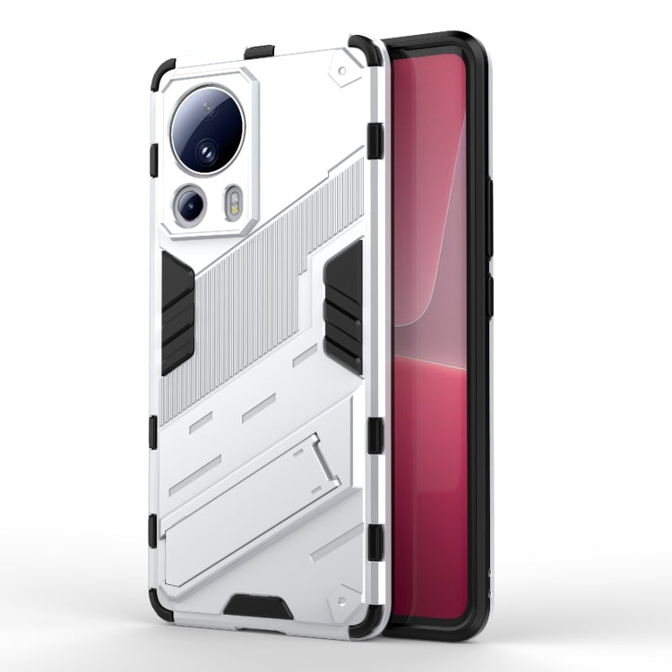 For Xiaomi 13 Lite Punk Armor 2 in 1 PC + TPU Shockproof Phone Case with Holder(White) - free shipping - PMC TechLife - Order now!