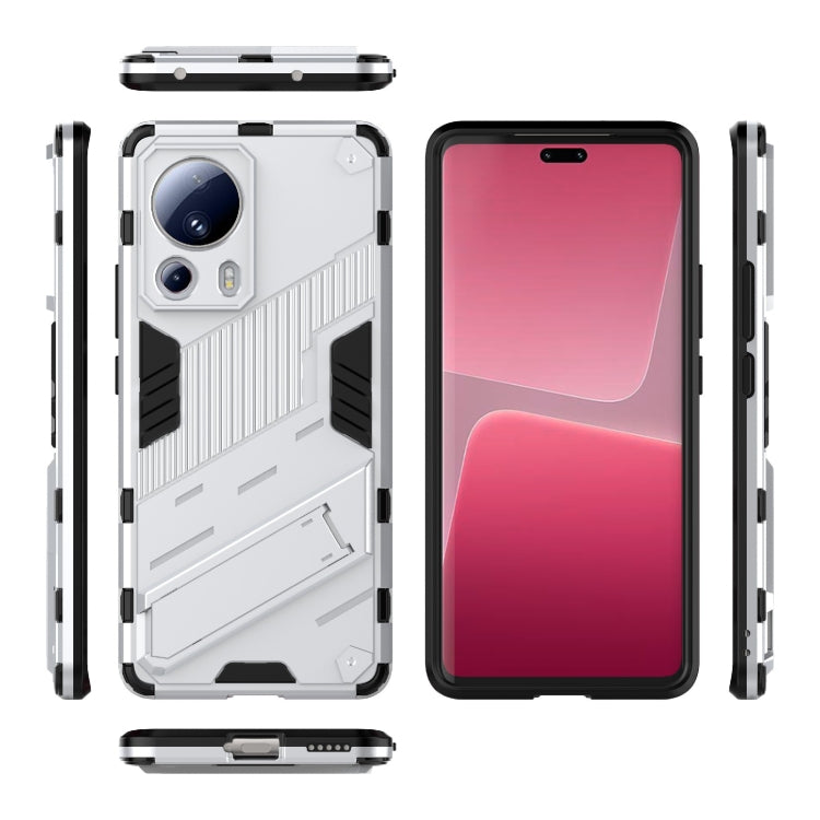 For Xiaomi 13 Lite Punk Armor 2 in 1 PC + TPU Shockproof Phone Case with Holder(White) - free shipping - PMC TechLife - Order now!
