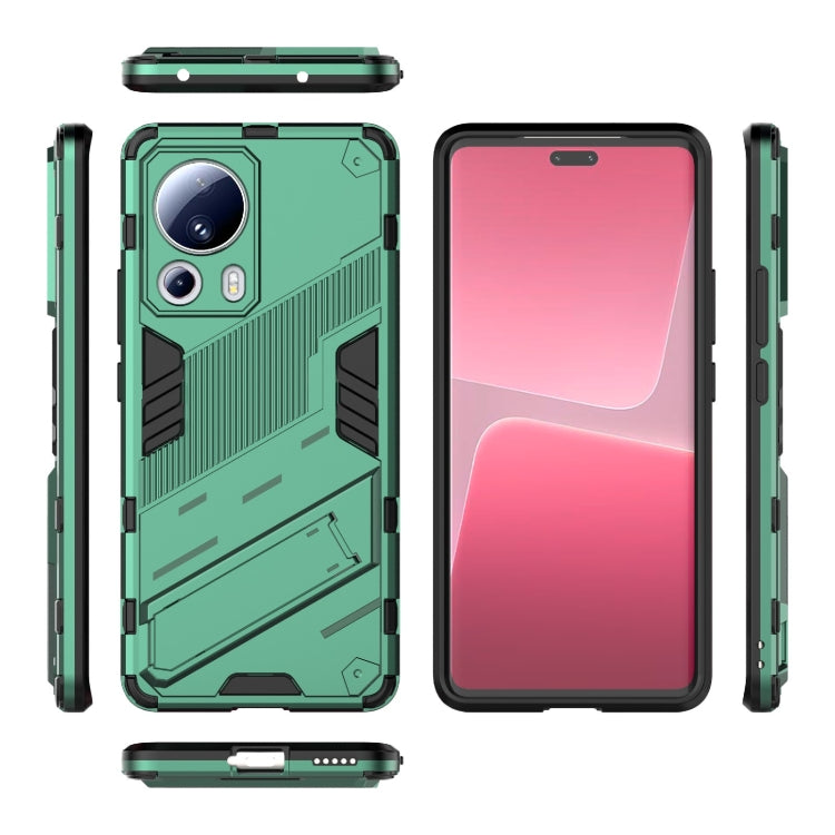 For Xiaomi 13 Lite Punk Armor 2 in 1 PC + TPU Shockproof Phone Case with Holder(Green) - free shipping - PMC TechLife - Order now!
