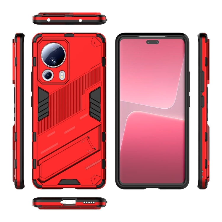 For Xiaomi 13 Lite Punk Armor 2 in 1 PC + TPU Shockproof Phone Case with Holder(Red) - free shipping - PMC TechLife - Order now!