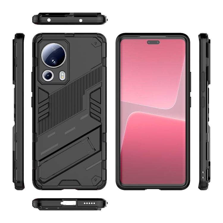 For Xiaomi 13 Lite Punk Armor 2 in 1 PC + TPU Shockproof Phone Case with Holder(Black) - 13 Lite Cases by PMC Jewellery | Online Shopping South Africa | PMC Jewellery