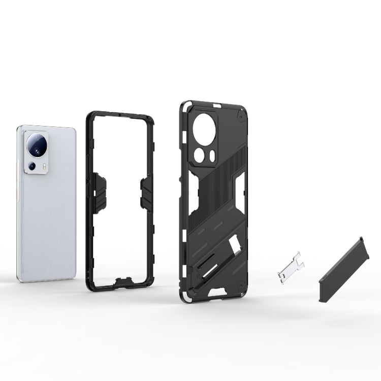 For Xiaomi 13 Lite Punk Armor 2 in 1 PC + TPU Shockproof Phone Case with Holder(Grey) - free shipping - PMC TechLife - Order now!