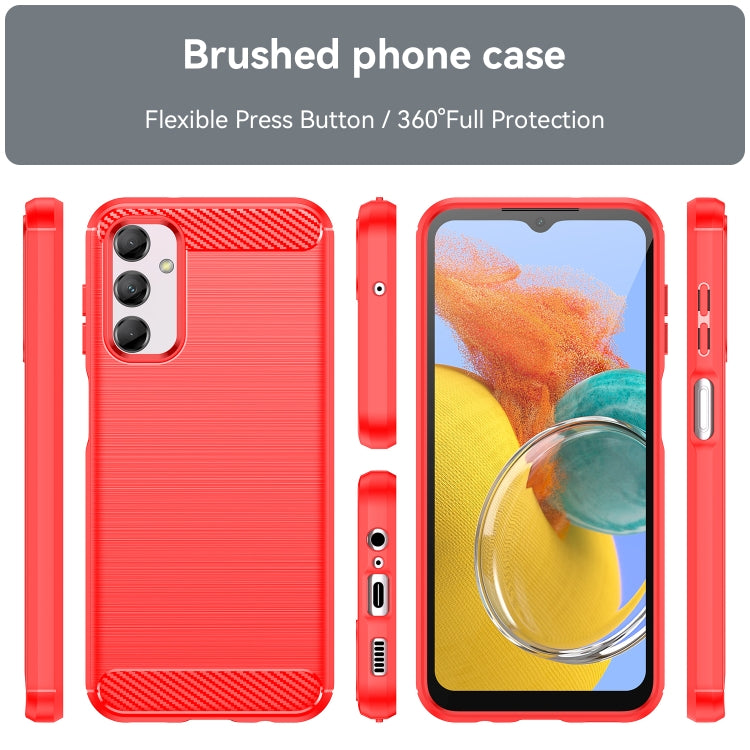 For Samsung Galaxy M14 5G Brushed Texture Carbon Fiber TPU Phone Case(Red) - free shipping - PMC TechLife - Order now!