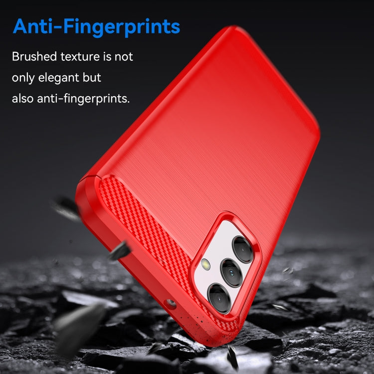 For Samsung Galaxy M14 5G Brushed Texture Carbon Fiber TPU Phone Case(Red) - free shipping - PMC TechLife - Order now!