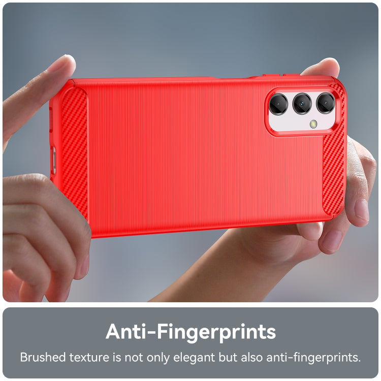For Samsung Galaxy M14 5G Brushed Texture Carbon Fiber TPU Phone Case(Red) - free shipping - PMC TechLife - Order now!