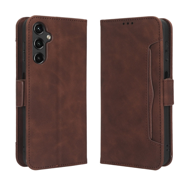 For Samsung Galaxy A24 4G Skin Feel Calf Texture Card Slots Leather Phone Case(Brown) - Galaxy Phone Cases by PMC TechLife | Online Shopping South Africa | PMC TechLife | Buy Now Pay Later Mobicred