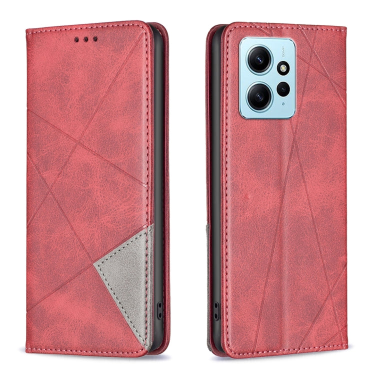For Xiaomi Redmi Note 12 4G Global Prismatic Invisible Magnetic Leather Phone Case(Red) - free shipping - PMC TechLife - Order now!