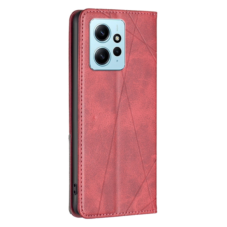 For Xiaomi Redmi Note 12 4G Global Prismatic Invisible Magnetic Leather Phone Case(Red) - free shipping - PMC TechLife - Order now!