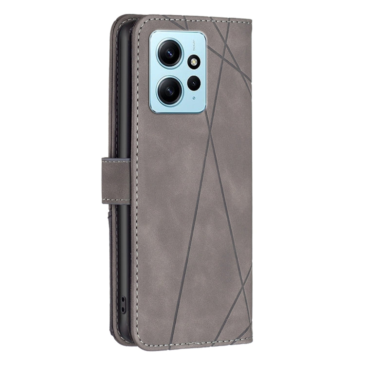 For Xiaomi Redmi Note 12 4G Global Magnetic Buckle Rhombus Texture Leather Phone Case(Grey) - free shipping - PMC TechLife - Order now!