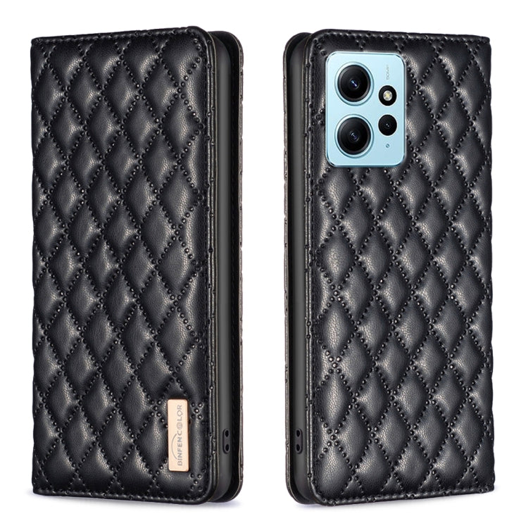 For Xiaomi Redmi Note 12 4G Global Diamond Lattice Magnetic Leather Flip Phone Case(Black) - free shipping - PMC TechLife - Order now!