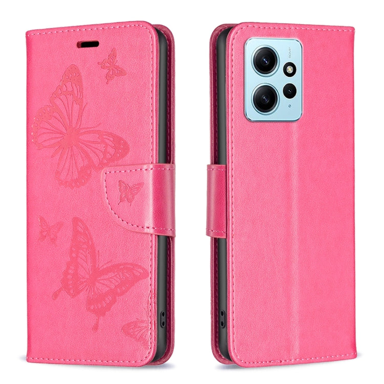For Xiaomi Redmi Note 12 4G Global Two Butterflies Embossing Leather Phone Case(Rose Red) - free shipping - PMC TechLife - Order now!