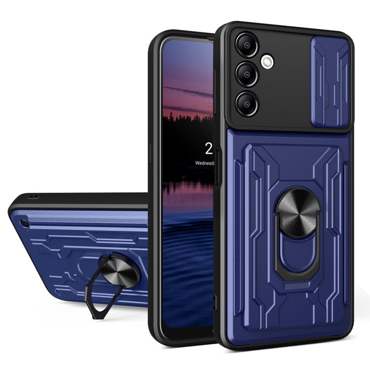 For Samsung Galaxy A14 5G / 4G Sliding Camshield TPU+PC Phone Case with Card Slot(Blue) - free shipping - PMC TechLife - Order now!