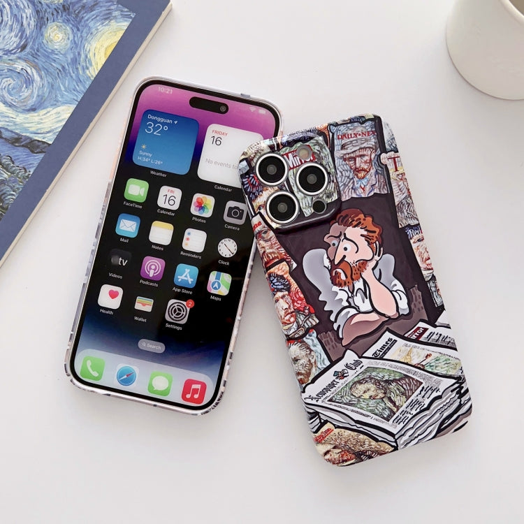 For iPhone 14 Precise Hole Oil Painting Glossy PC Phone Case(Train) - iPhone 14 Cases by PMC Jewellery | Online Shopping South Africa | PMC Jewellery