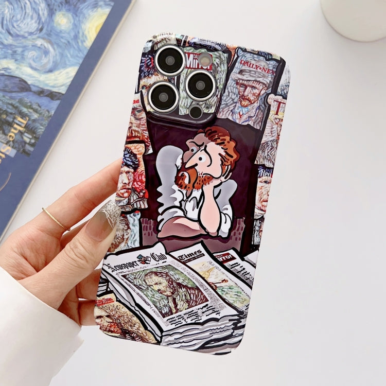 For iPhone 13 Pro Precise Hole Oil Painting Glossy PC Phone Case(Newspaper) - iPhone 13 Pro Cases by PMC TechLife | Online Shopping South Africa | PMC TechLife