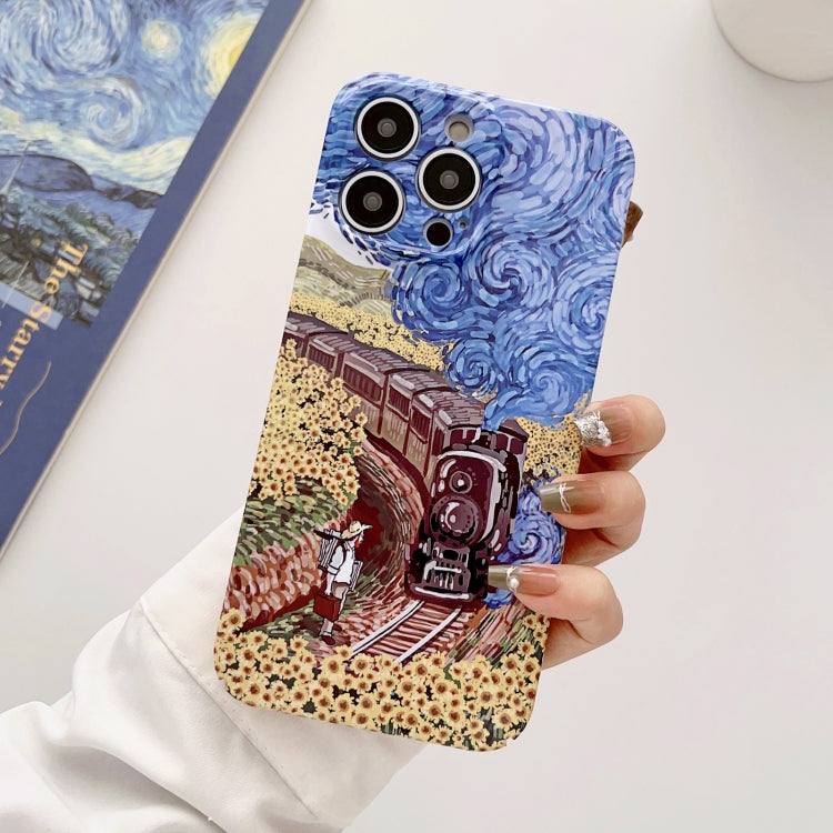 For iPhone 13 Pro Max Precise Hole Oil Painting Glossy PC Phone Case(Train) - free shipping - PMC TechLife - Order now!