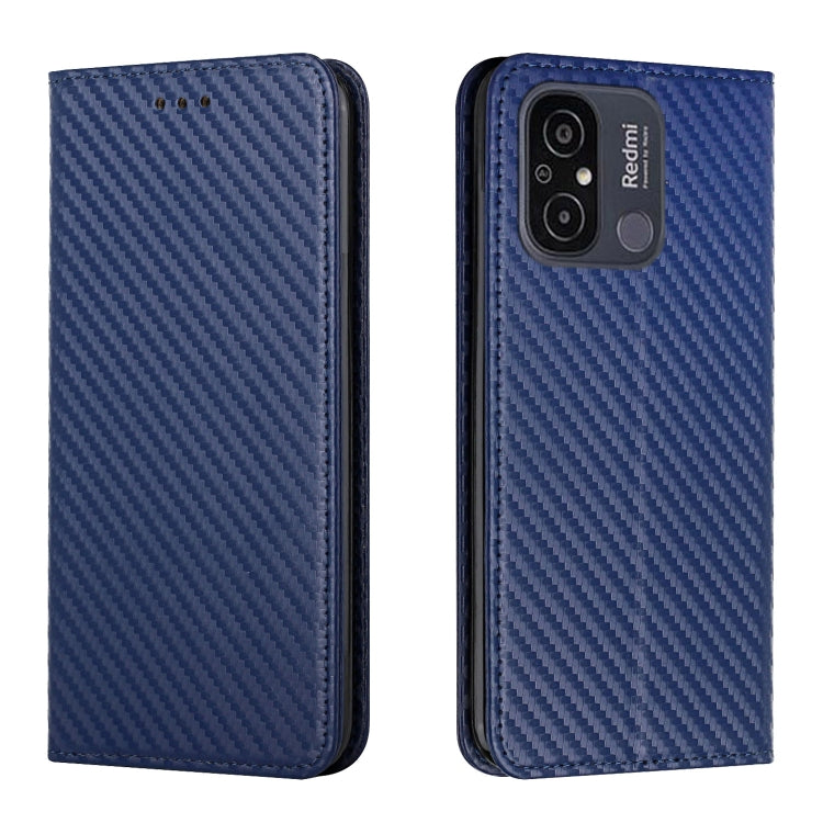 For Xiaomi Redmi 12C Carbon Fiber Texture Magnetic Flip Leather Phone Case(Blue) - free shipping - PMC TechLife - Order now!