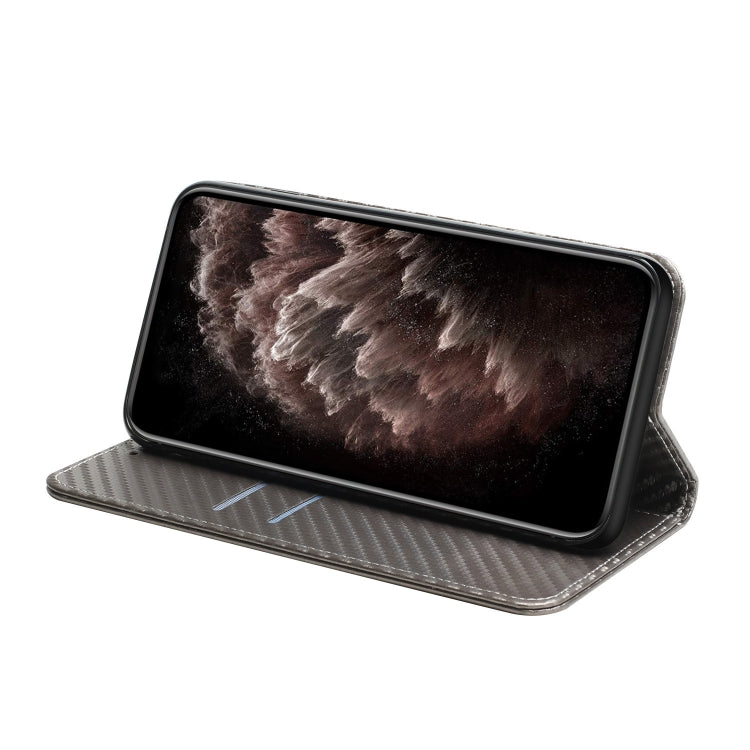 For Xiaomi Redmi Note 12 4G Global Carbon Fiber Texture Magnetic Flip Leather Phone Case(Grey) - free shipping - PMC TechLife - Order now!