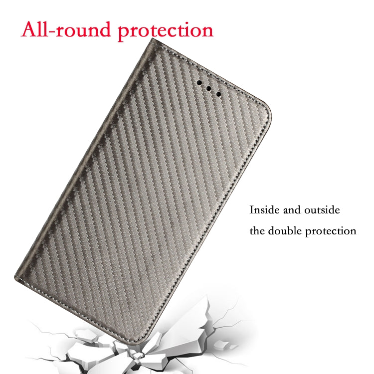 For Xiaomi Redmi Note 12 4G Global Carbon Fiber Texture Magnetic Flip Leather Phone Case(Grey) - free shipping - PMC TechLife - Order now!