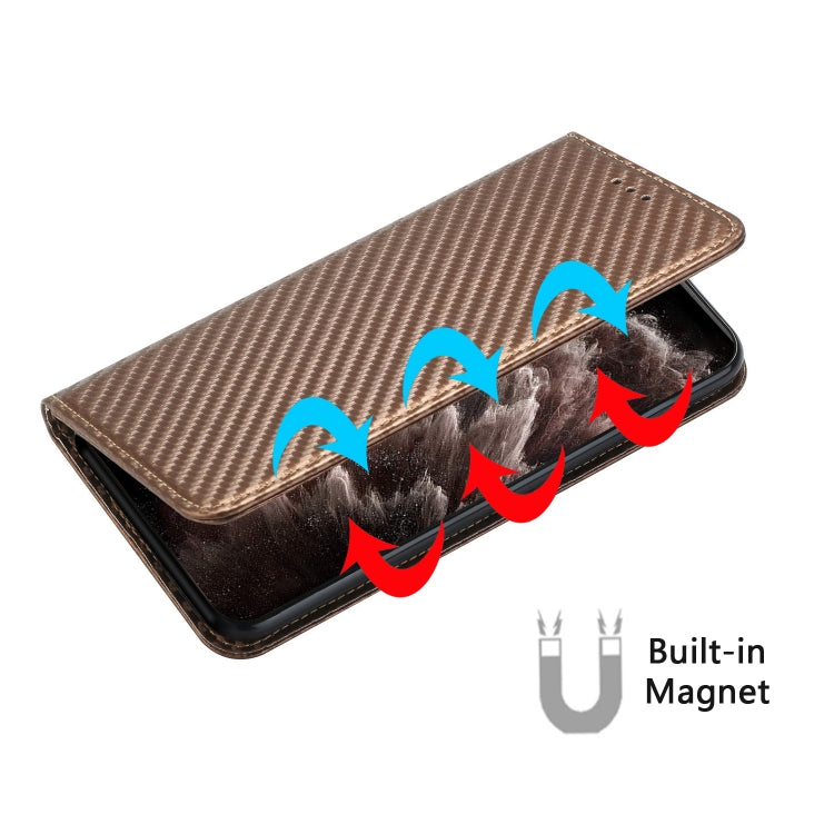 For Xiaomi Redmi Note 12 Pro 5G/Poco X5 Pro Carbon Fiber Texture Magnetic Flip Leather Phone Case(Brown) - free shipping - PMC TechLife - Order now!