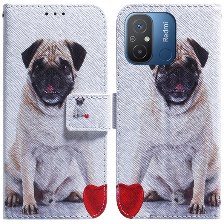 For Xiaomi Redmi 12C / 11A Coloured Drawing Flip Leather Phone Case(Pug) - Xiaomi Cases by PMC Jewellery | Online Shopping South Africa | PMC Jewellery