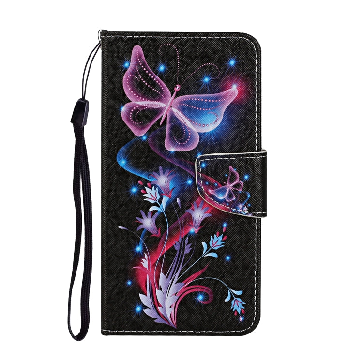 For Xiaomi Redmi 12C Colored Drawing Pattern Flip Leather Phone Case(Fluorescent Butterfly) - free shipping - PMC TechLife - Order now!